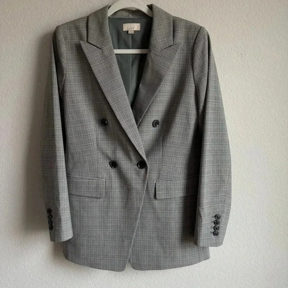 LOFT Plaid Blazer Jacket Women’s Size 6 Gray Pink 2 Button Career Casual - Picture 3 of 9